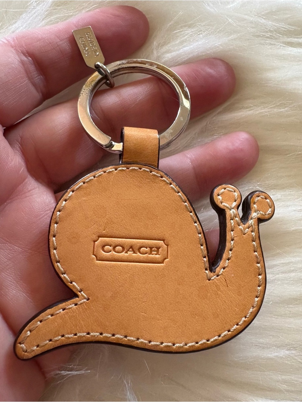 RARE VINTAGE COACH LEATHER SNAIL PINK SIGNATURE PATCHWORK JACQUARD KEYCHAIN - Picture 8 of 9